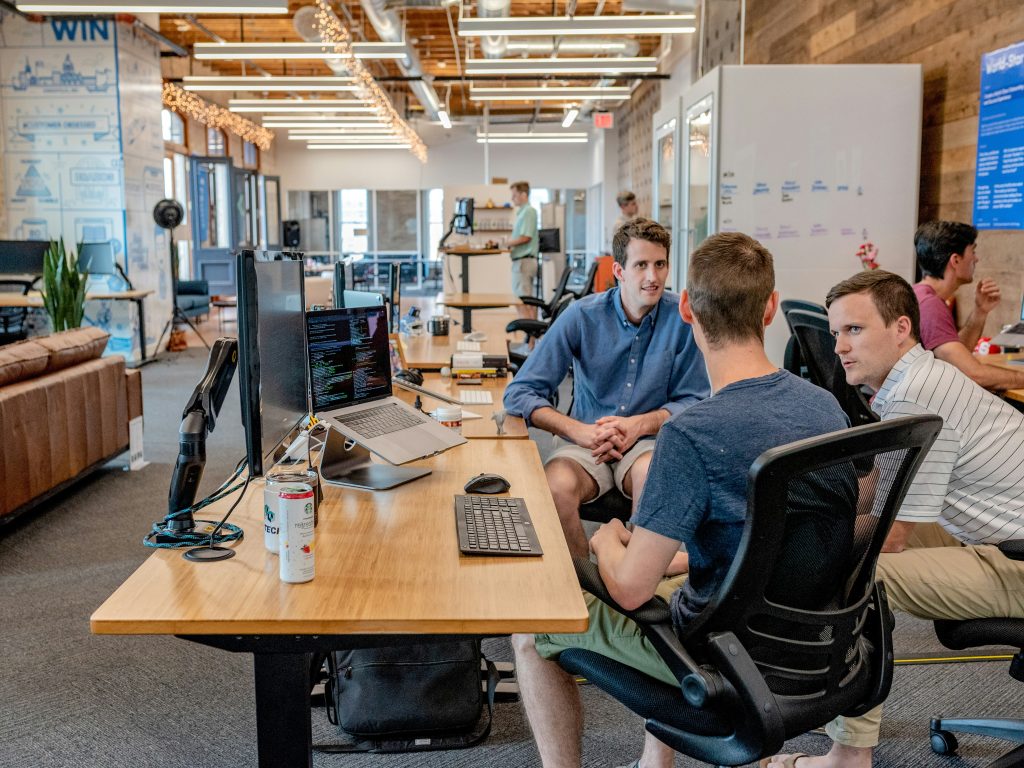 Event marketing team in an office working out a strategy