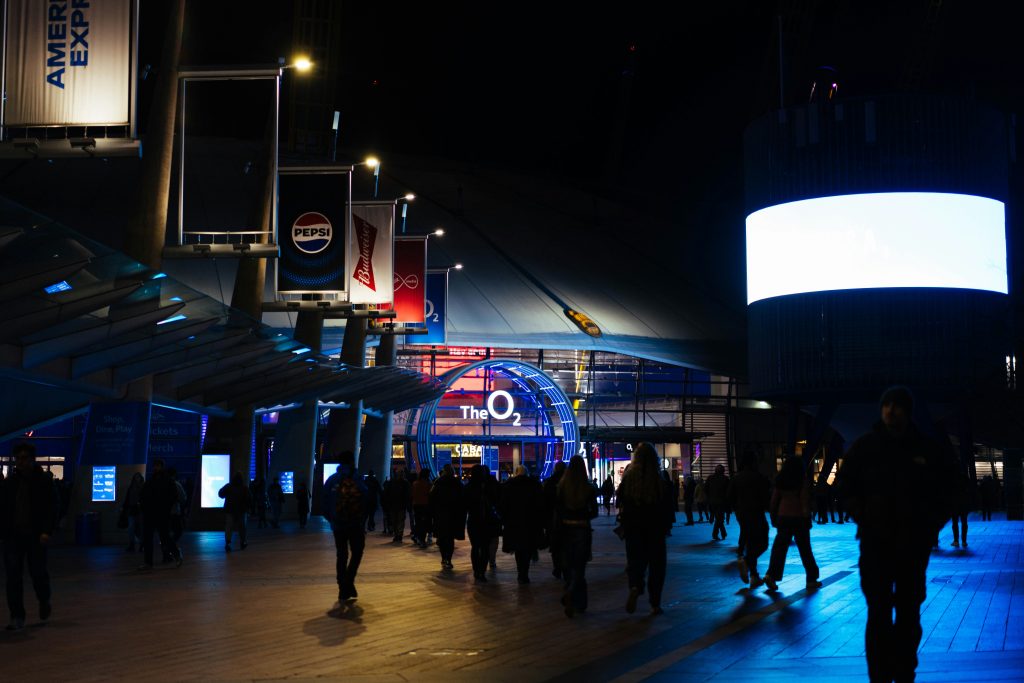 The O2 Arena in London at night