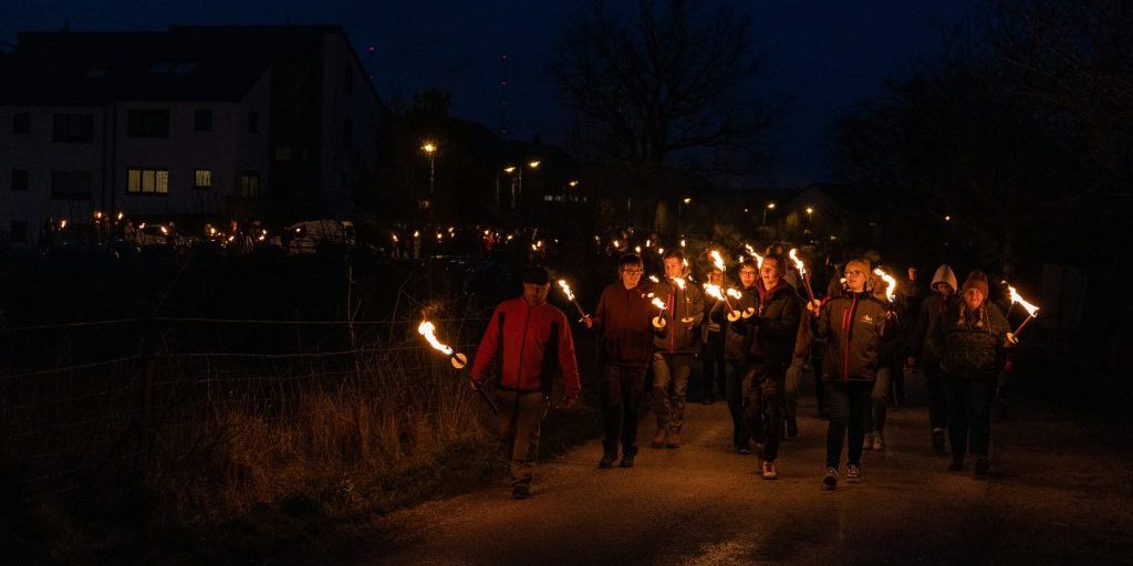 Bonfire night torch lit procession